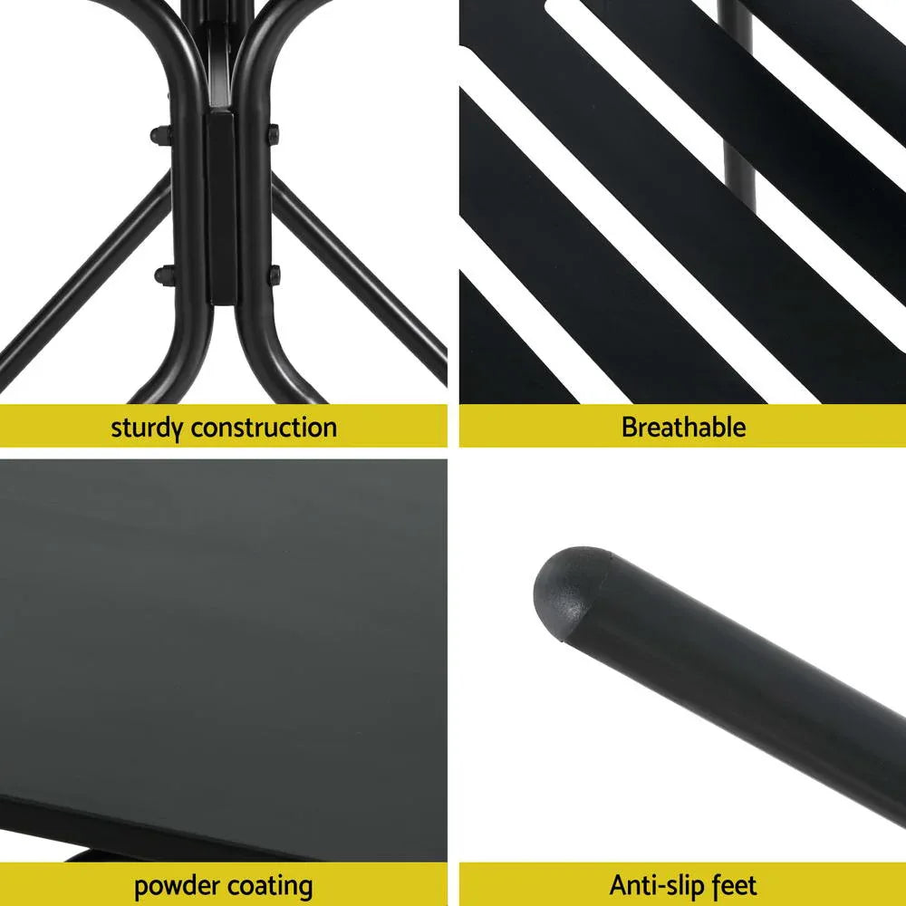 Gardeon 3PC Outdoor Bistro Set Patio Furniture Steel Table and Chairs Black - Mekamart Australia