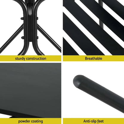 Gardeon 3PC Outdoor Bistro Set Patio Furniture Steel Table and Chairs Black - Mekamart Australia