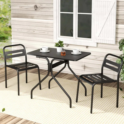 Gardeon 3PC Outdoor Bistro Set Patio Furniture Steel Table and Chairs Black - Mekamart Australia