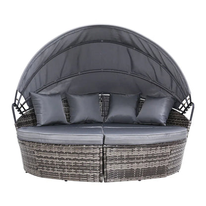 Gardeon Sun Lounge Setting Wicker Lounger Day Bed Outdoor Furniture Patio Grey - Mekamart Australia