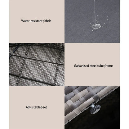 Gardeon Sun Lounge Setting Wicker Lounger Day Bed Patio Outdoor Furniture Grey - Mekamart Australia