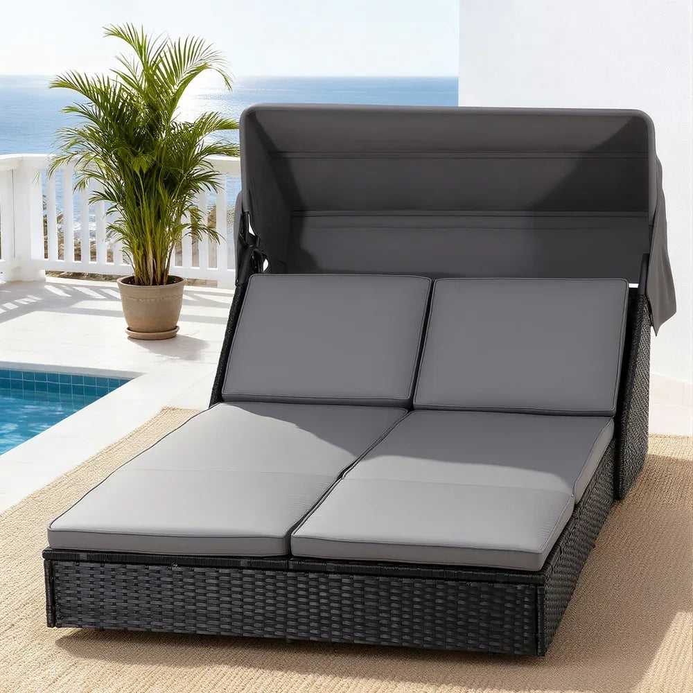 Gardeon Outdoor Day Bed Sun Lounge Setting Wicker Lounger Patio Furniture - Mekamart Australia