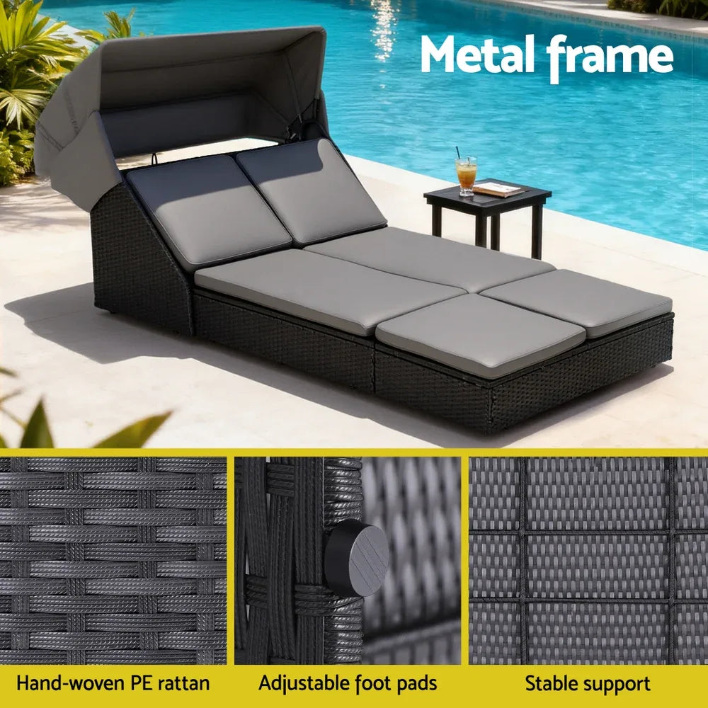 Gardeon Outdoor Day Bed Sun Lounge Setting Wicker Lounger Patio Furniture - Mekamart Australia