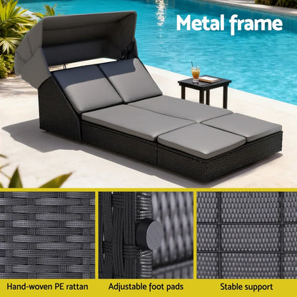 Gardeon Outdoor Day Bed Sun Lounge Setting Wicker Lounger Patio Furniture - Mekamart Australia