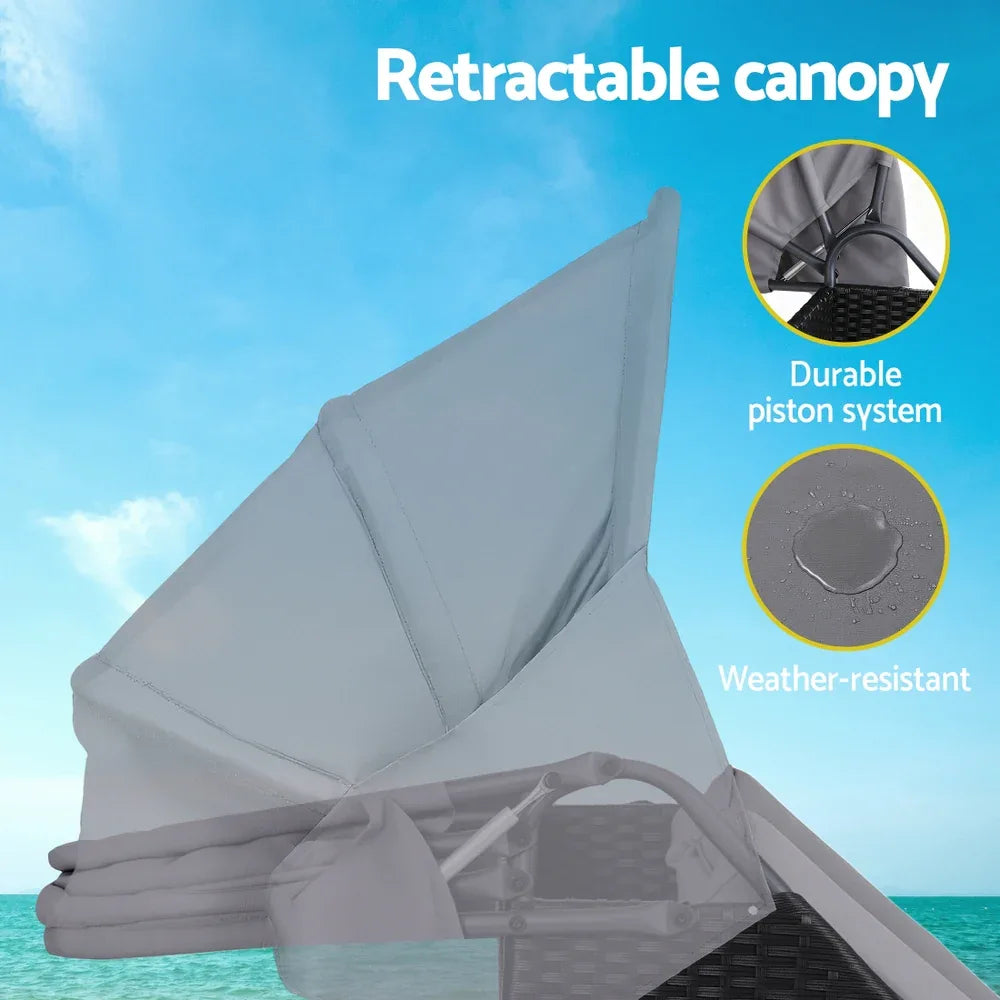 Gardeon Outdoor Day Bed Sun Lounge Setting Wicker Lounger Patio Furniture - Mekamart Australia