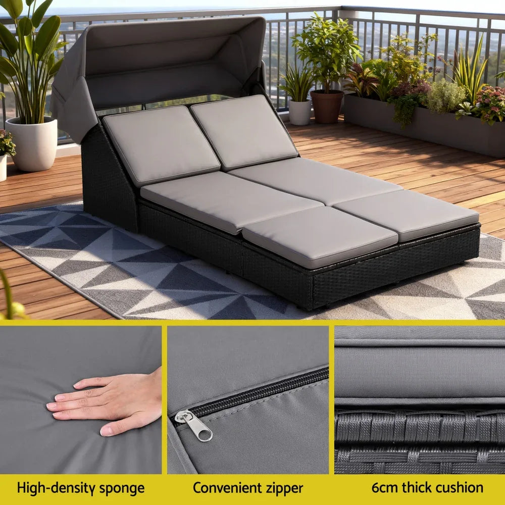 Gardeon Outdoor Day Bed Sun Lounge Setting Wicker Lounger Patio Furniture - Mekamart Australia