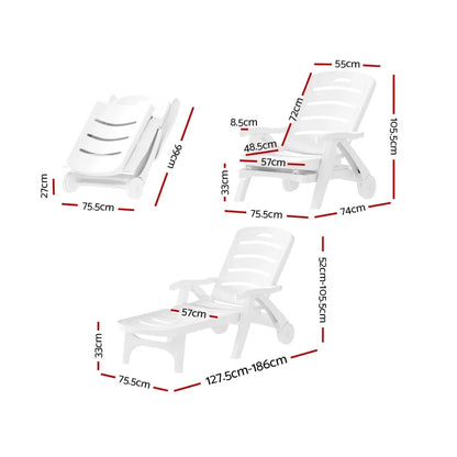 Gardeon Sun Lounger Folding Chaise Lounge Chair Wheels Patio Outdoor Furniture - Mekamart Australia