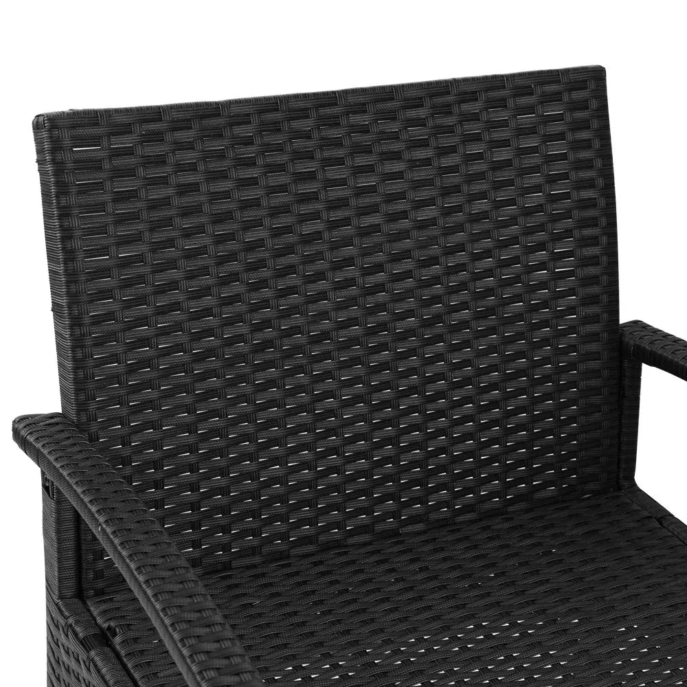 Gardeon 3PC Patio Furniture Bistro Set Wicker Outdoor Lounge Setting Black - Mekamart Australia