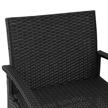 Gardeon 3PC Patio Furniture Bistro Set Wicker Outdoor Lounge Setting Black - Mekamart Australia