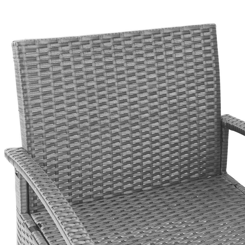 Gardeon 3PC Patio Furniture Bistro Set Wicker Outdoor Lounge Setting Grey - Mekamart Australia