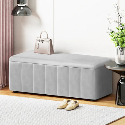 Artiss Storage Ottoman Blanket Box Velvet Grey 103cm - Mekamart Australia