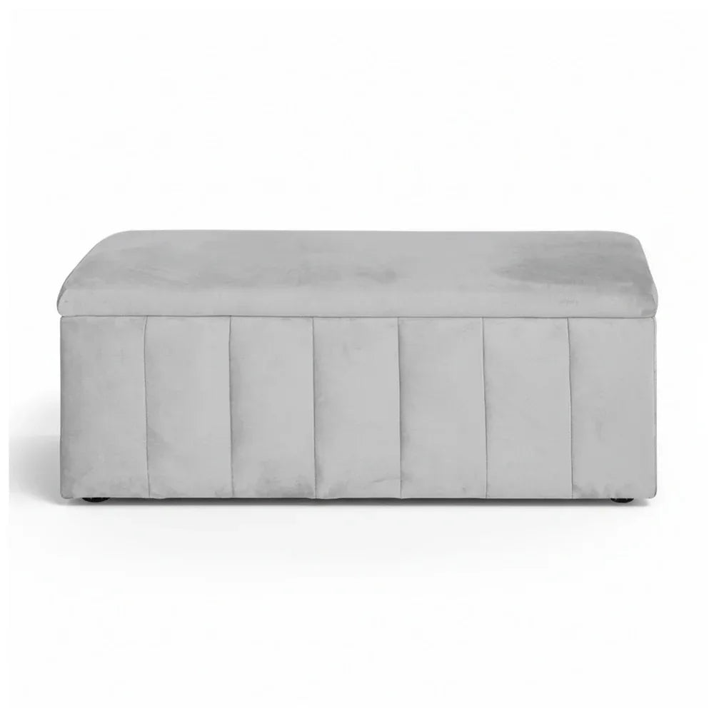 Artiss Storage Ottoman Blanket Box Velvet Grey 103cm - Mekamart Australia