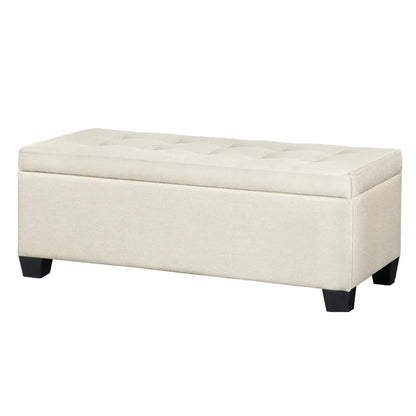 Artiss Storage Ottoman Blanket Box 97cm Linen Beige