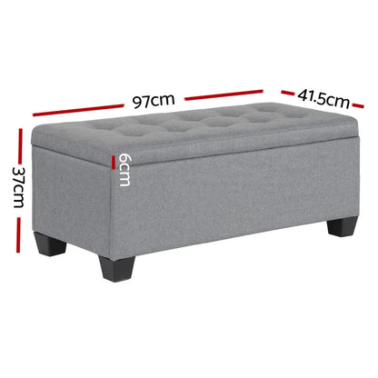 Artiss Storage Ottoman Blanket Box 97cm Linen Grey