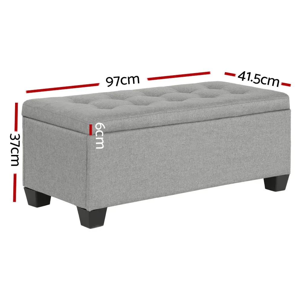 Artiss Storage Ottoman Blanket Box 97cm Linen Light Grey - Mekamart Australia