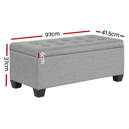 Artiss Storage Ottoman Blanket Box 97cm Linen Light Grey - Mekamart Australia