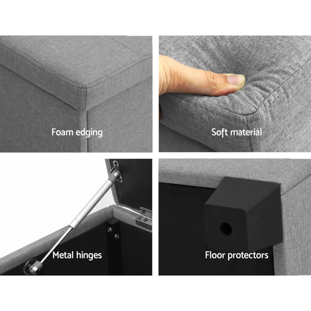 Artiss Storage Ottoman Blanket Box 97cm Linen Light Grey - Mekamart Australia