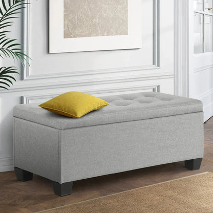 Artiss Storage Ottoman Blanket Box 97cm Linen Light Grey - Mekamart Australia