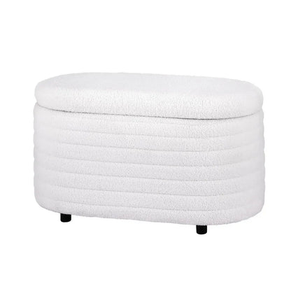 Artiss Storage Ottoman Blanket Box 87cm Boucle Fabric Oval - Mekamart Australia