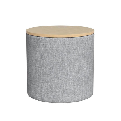 Artiss Storage Ottoman Blanket Box 40cm Linen Round Grey - Mekamart Australia