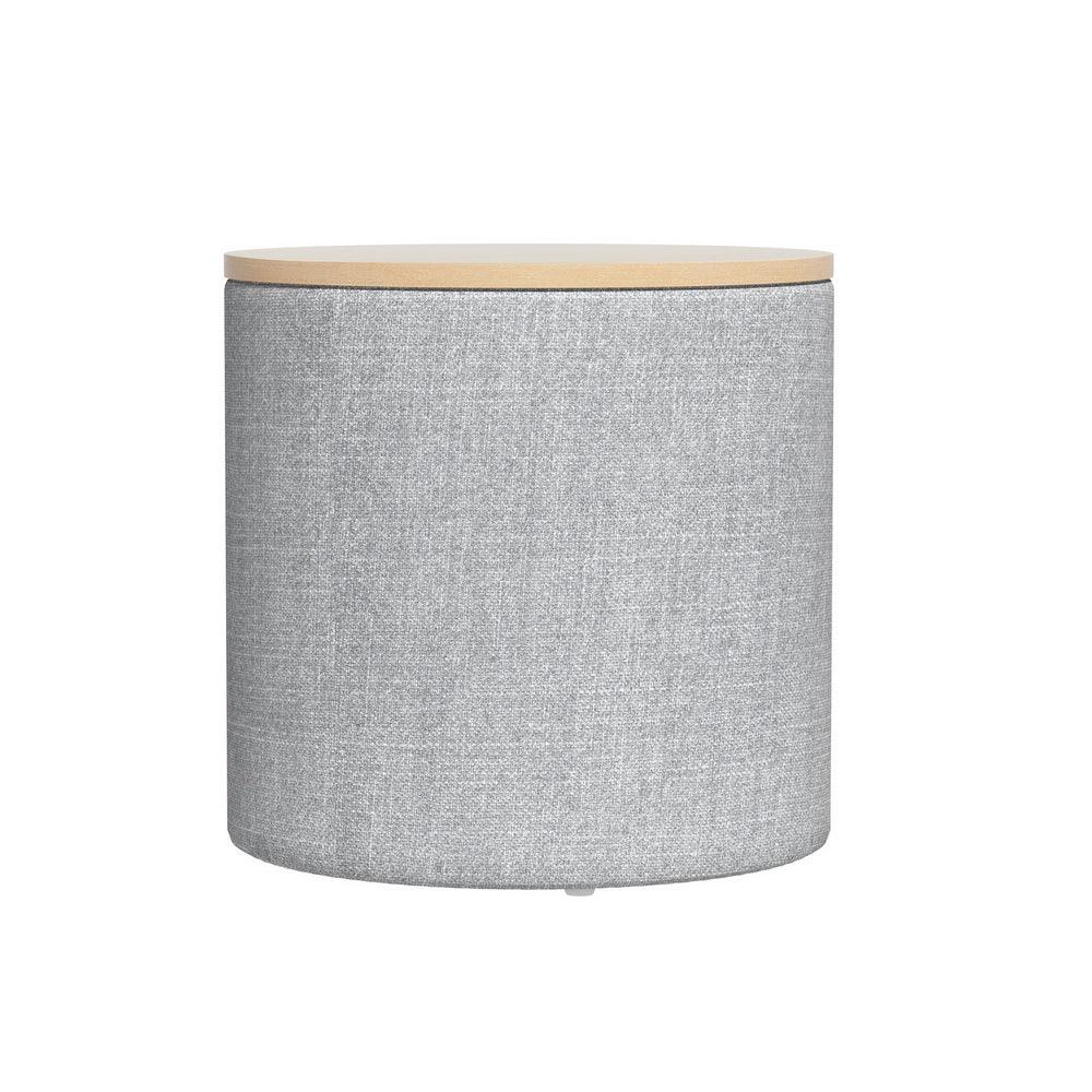 Artiss Storage Ottoman Blanket Box 40cm Linen Round Grey - Mekamart Australia