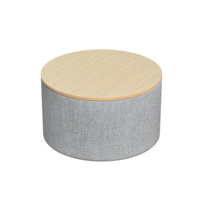 Artiss Storage Ottoman Blanket Box 60cm Linen Round Grey - Mekamart Australia