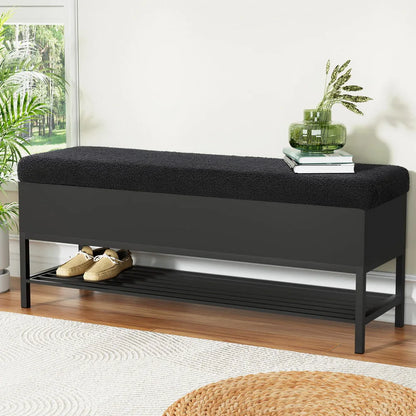 Artiss Storage Ottoman Blanket Box 110cm Boucle Shelf - Mekamart Australia