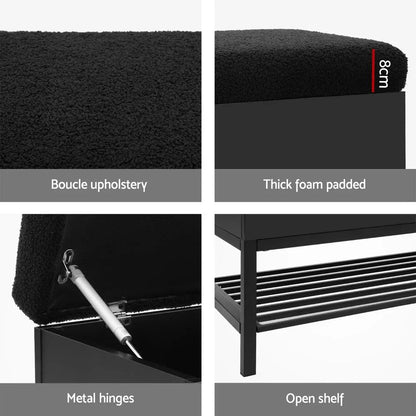 Artiss Storage Ottoman Blanket Box 110cm Boucle Shelf - Mekamart Australia