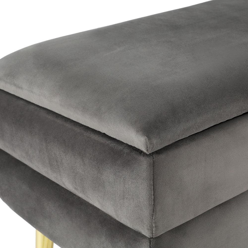 Artiss Ottoman Storage Foot Stool Velvet Grey - Mekamart Australia