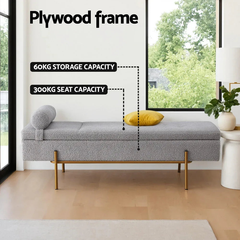 Artiss Storage Ottoman Bed 140cm Pillow Foot Stool - Mekamart Australia