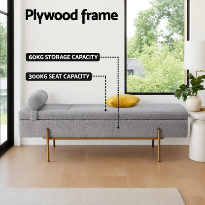 Artiss Storage Ottoman Bed 140cm Pillow Foot Stool - Mekamart Australia