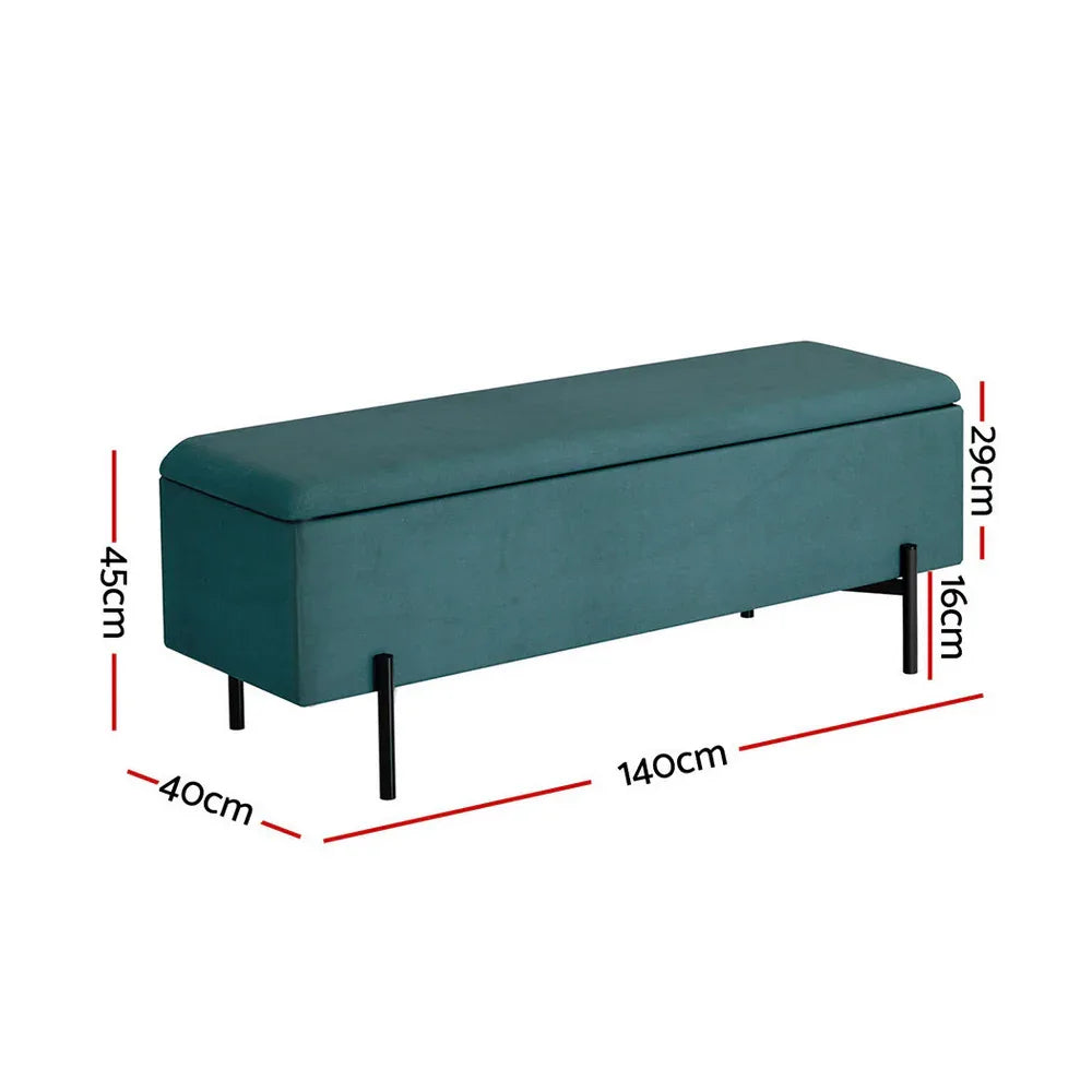 Artiss Storage Ottoman Blanket Box 140cm Velvet Green - Mekamart Australia