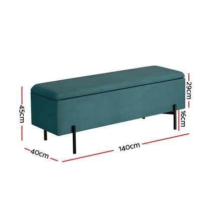 Artiss Storage Ottoman Blanket Box 140cm Velvet Green - Mekamart Australia