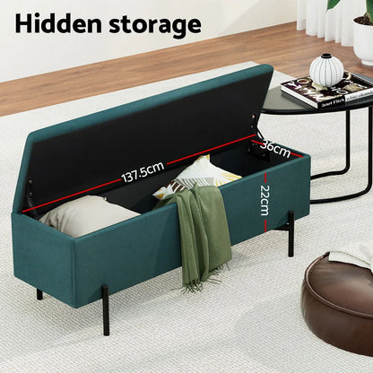 Artiss Storage Ottoman Blanket Box 140cm Velvet Green - Mekamart Australia