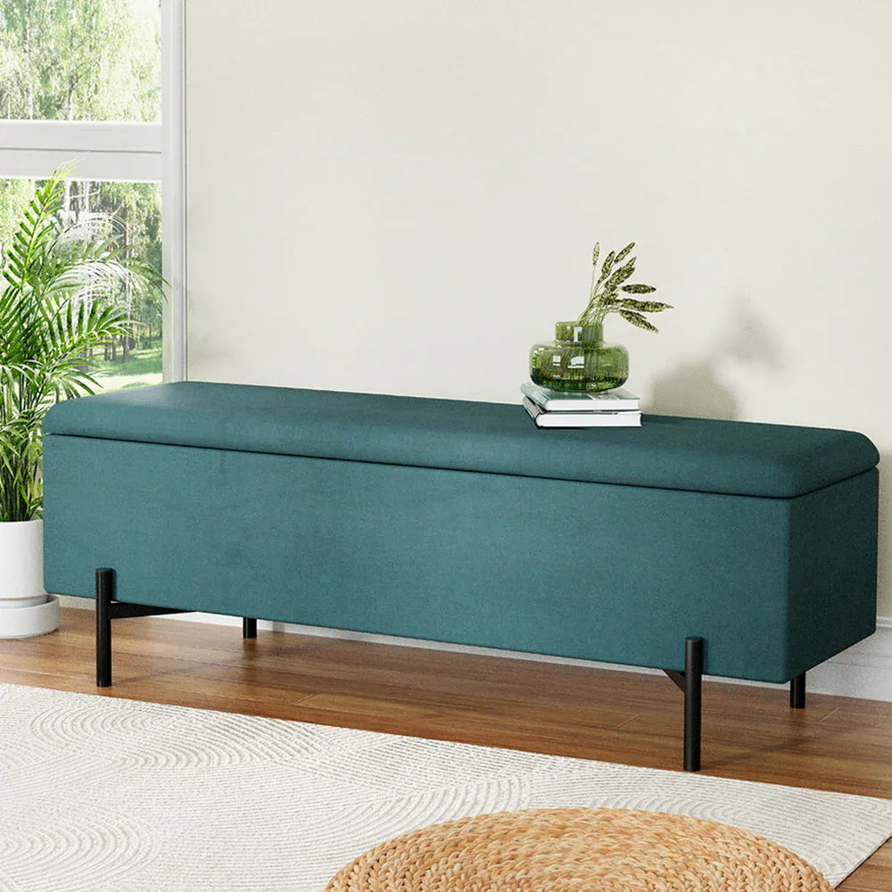 Artiss Storage Ottoman Blanket Box 140cm Velvet Green - Mekamart Australia