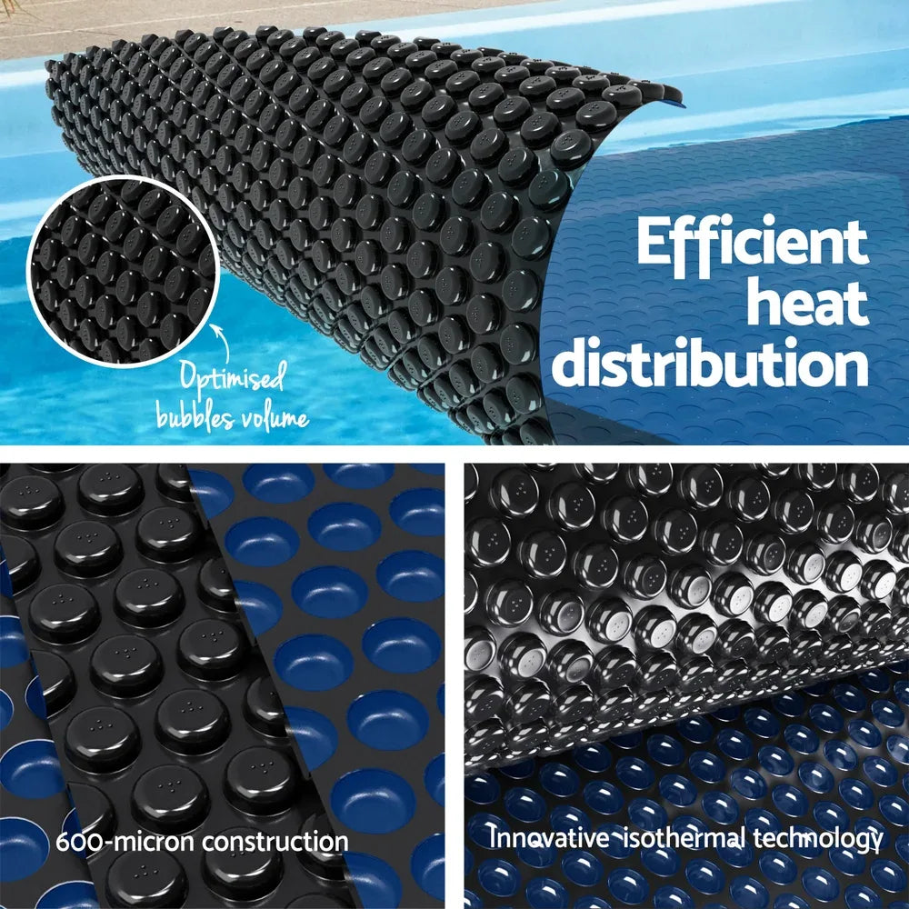Aqua Buddy Pool Cover 600 Micron 7x4m w/ Roller 4m Swimming Pools Black Solar Blanket - Mekamart Australia