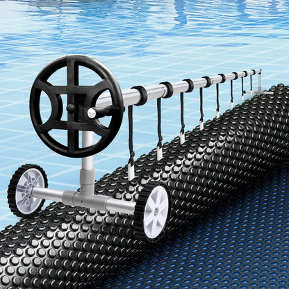 Aqua Buddy Pool Cover 600 Micron 7x4m w/ Roller 4m Swimming Pools Black Solar Blanket - Mekamart Australia