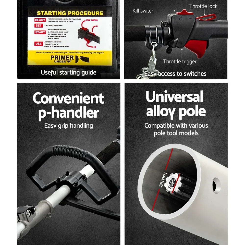 Giantz 40CC Pole Chainsaw Hedge Trimmer Brush Cutter Whipper Saw 4-Stroke 7-in-1 - Mekamart Australia