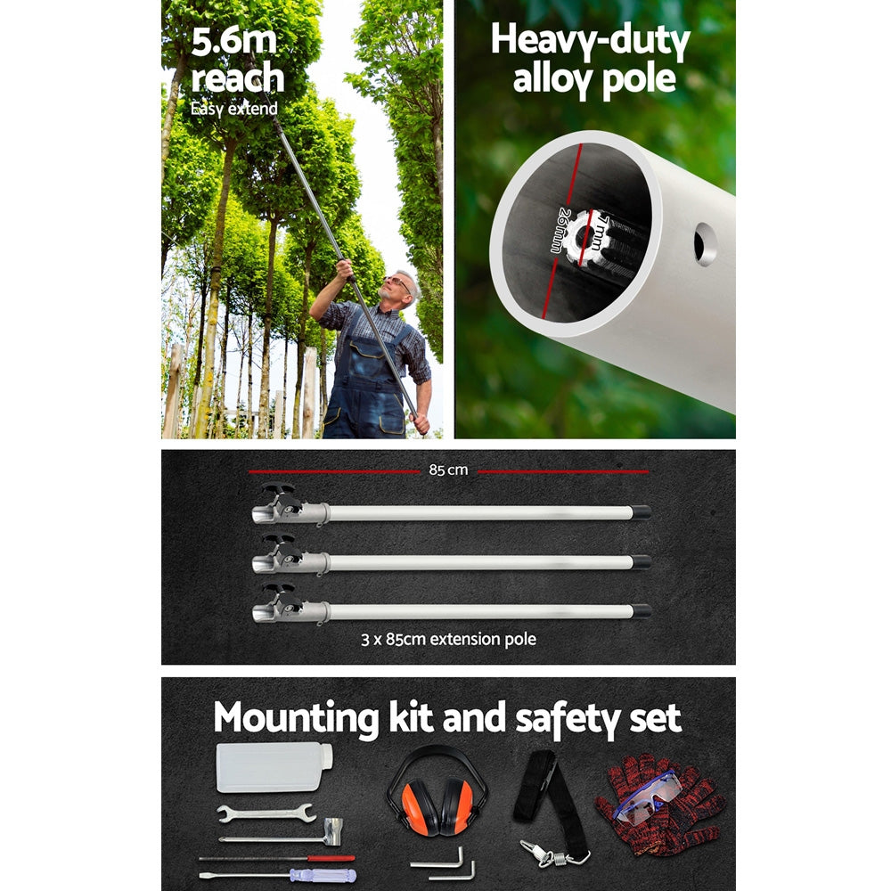 Giantz 62CC Pole Chainsaw Hedge Trimmer Brush Cutter Whipper Saw Snipper 7-in-1