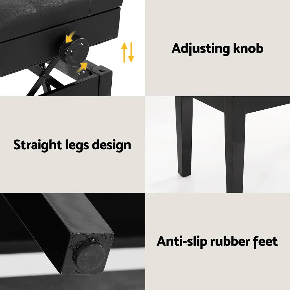 Alpha Piano Bench Stool Adjustable Height Keyboard Seat - Mekamart Australia