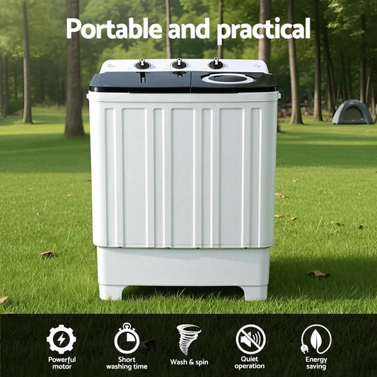 Devanti Portable Washing Machine Twin Tub 7KG White - Mekamart Australia