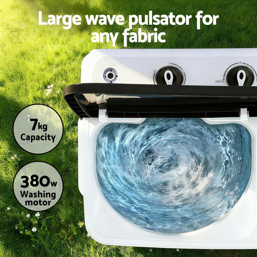 Devanti Portable Washing Machine Twin Tub 7KG White - Mekamart Australia