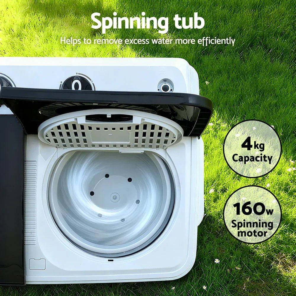 Devanti Portable Washing Machine Twin Tub 7KG White - Mekamart Australia