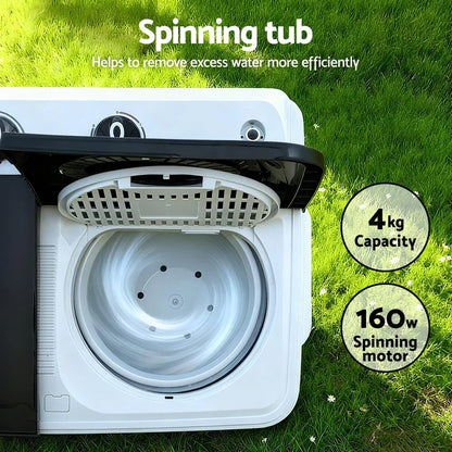 Devanti Portable Washing Machine Twin Tub 7KG White - Mekamart Australia