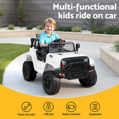 Rigo Kids Electric Ride On Car Jeep Toy Cars Remote 12V White