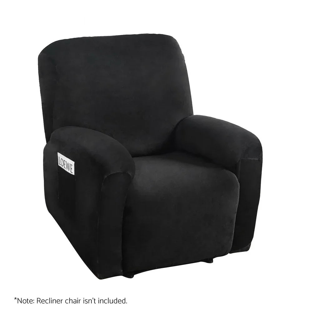 Artiss Recliner Chair Covers 1 Seater Velvet Black - Mekamart Australia