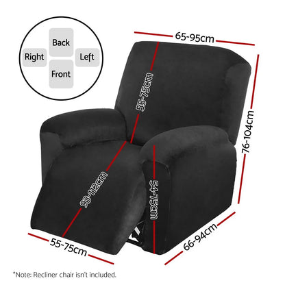 Artiss Recliner Chair Covers 1 Seater Velvet Black - Mekamart Australia