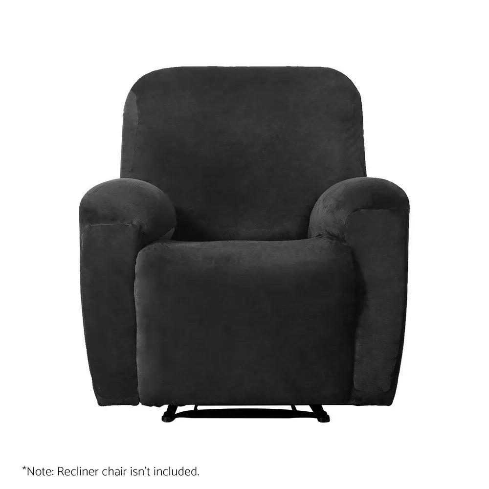 Artiss Recliner Chair Covers 1 Seater Velvet Black - Mekamart Australia