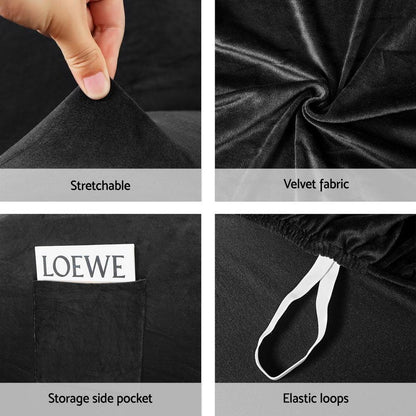 Artiss Recliner Chair Covers 1 Seater Velvet Black - Mekamart Australia