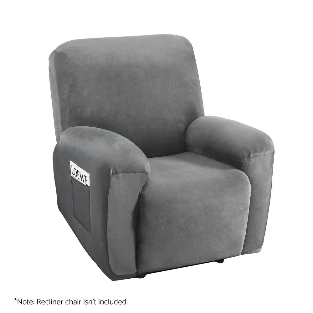 Artiss Recliner Chair Covers 1 Seater Velvet Grey - Mekamart Australia